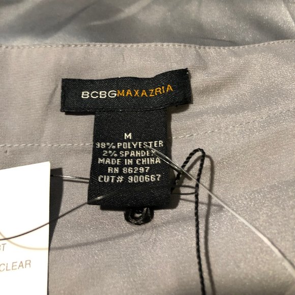 NWT Womens BCBGMaxazria Silver Satin Rhinestone V-Neck Tunic Top M * - Picture 11 of 12